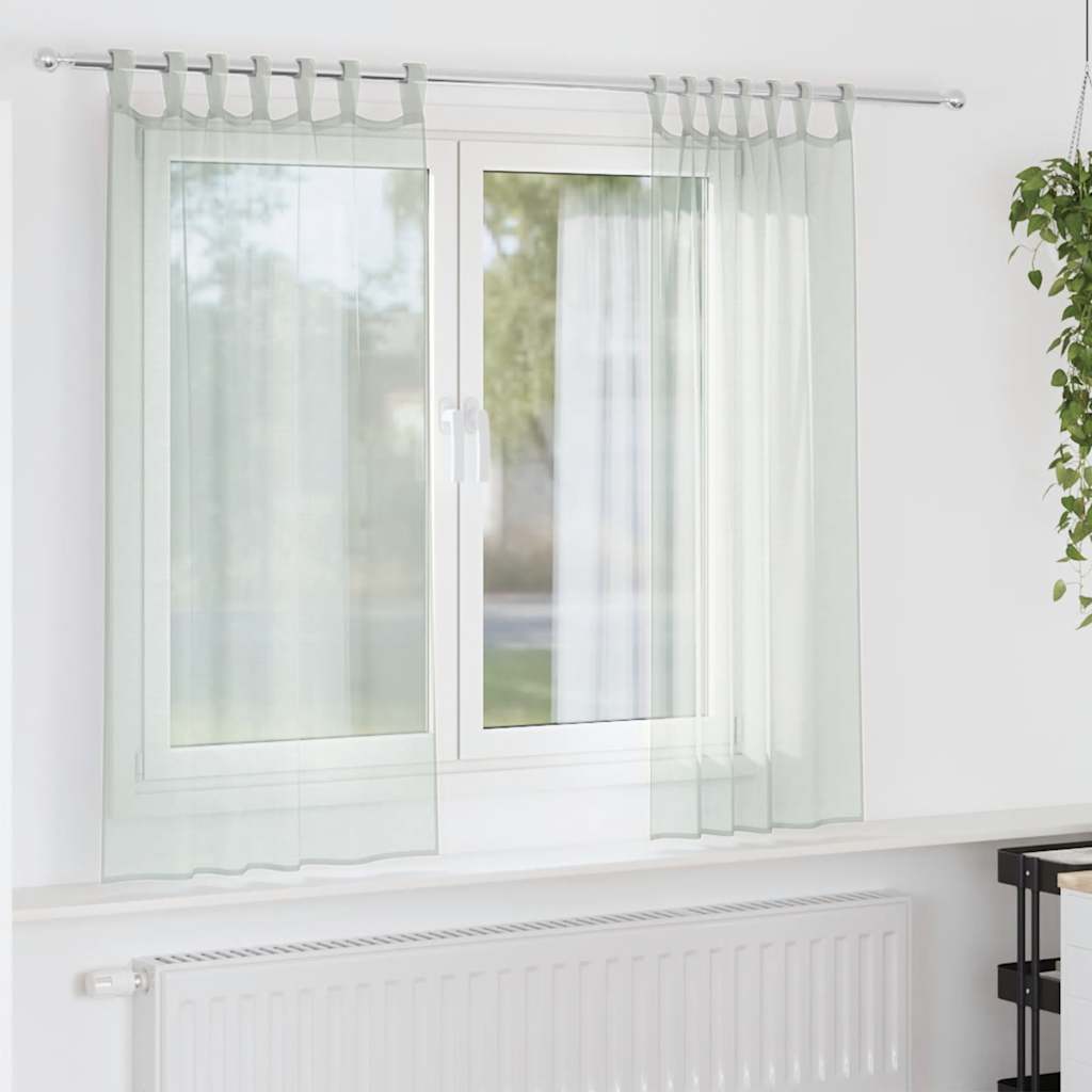 Voile Curtains with Loops 2 pcs Light Grey 140x175 cm