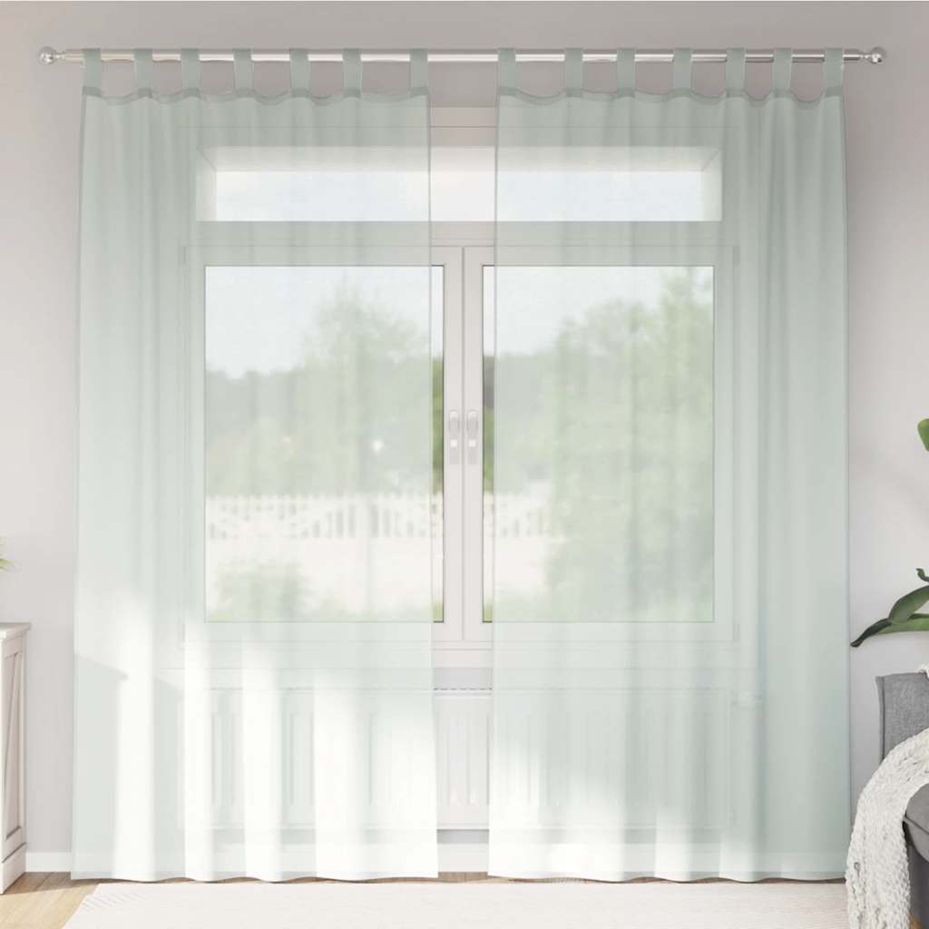 Voile Curtains with Loops 2 pcs Light Grey 140x245 cm
