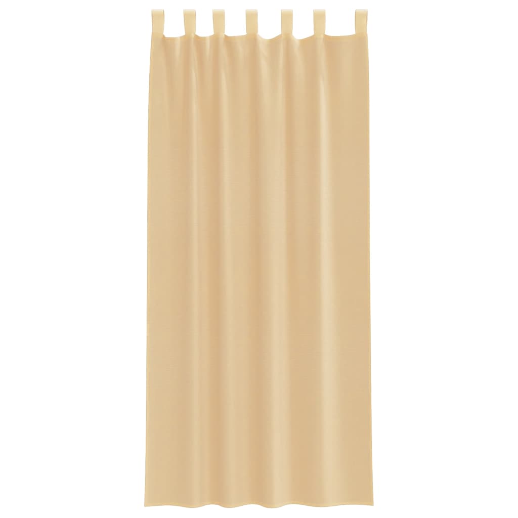 Voile Curtains with Loops 2 pcs Sand 140x225 cm