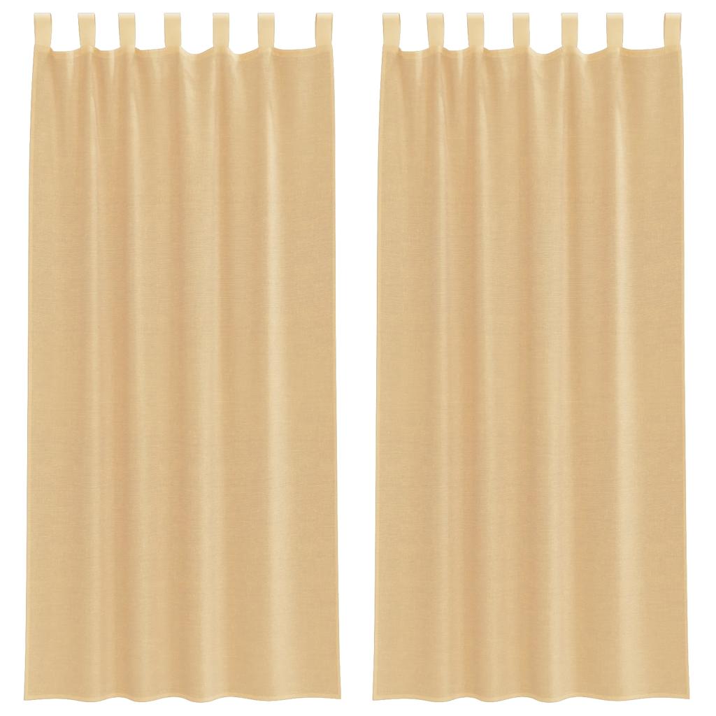 Voile Curtains with Loops 2 pcs Sand 140x245 cm