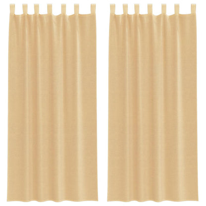 Voile Curtains with Loops 2 pcs Sand 140x245 cm
