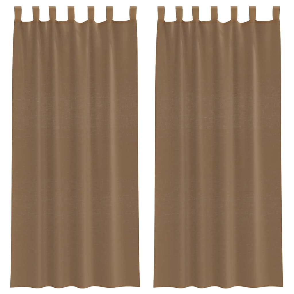 Voile Curtains with Loops 2 pcs Light Brown 140x225 cm