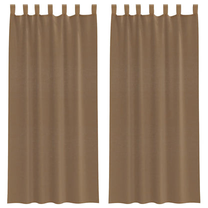 Voile Curtains with Loops 2 pcs Light Brown 140x225 cm