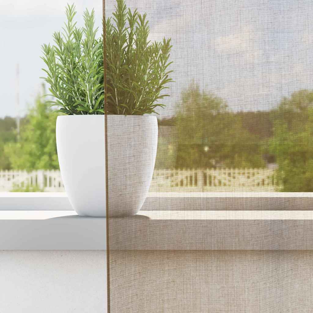 Voile Curtains with Loops 2 pcs Light Brown 140x245 cm