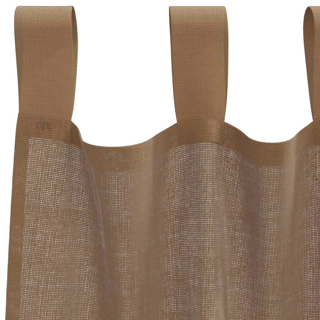 Voile Curtains with Loops 2 pcs Light Brown 140x245 cm