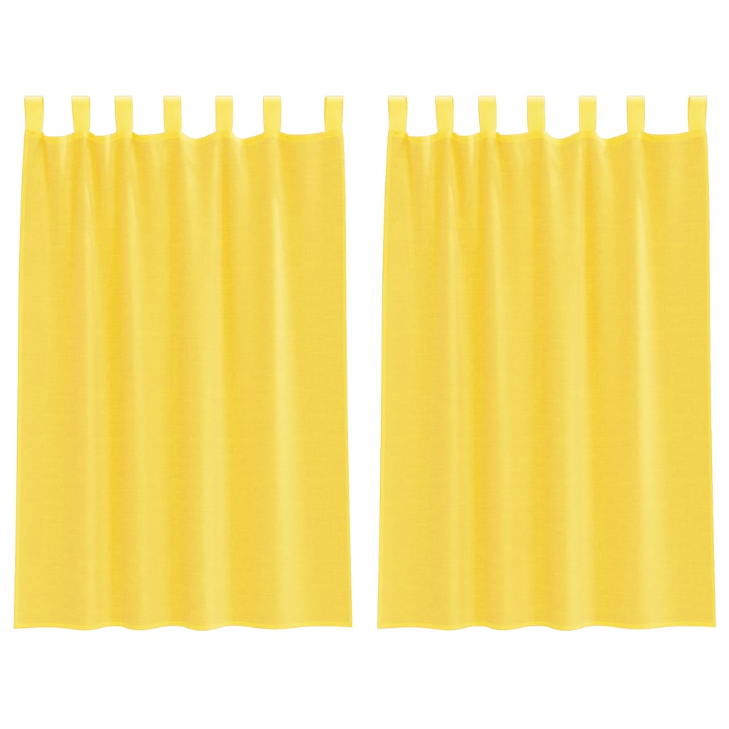 Voile Curtains with Loops 2 pcs Yellow 140x175 cm