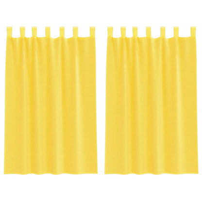 Voile Curtains with Loops 2 pcs Yellow 140x175 cm