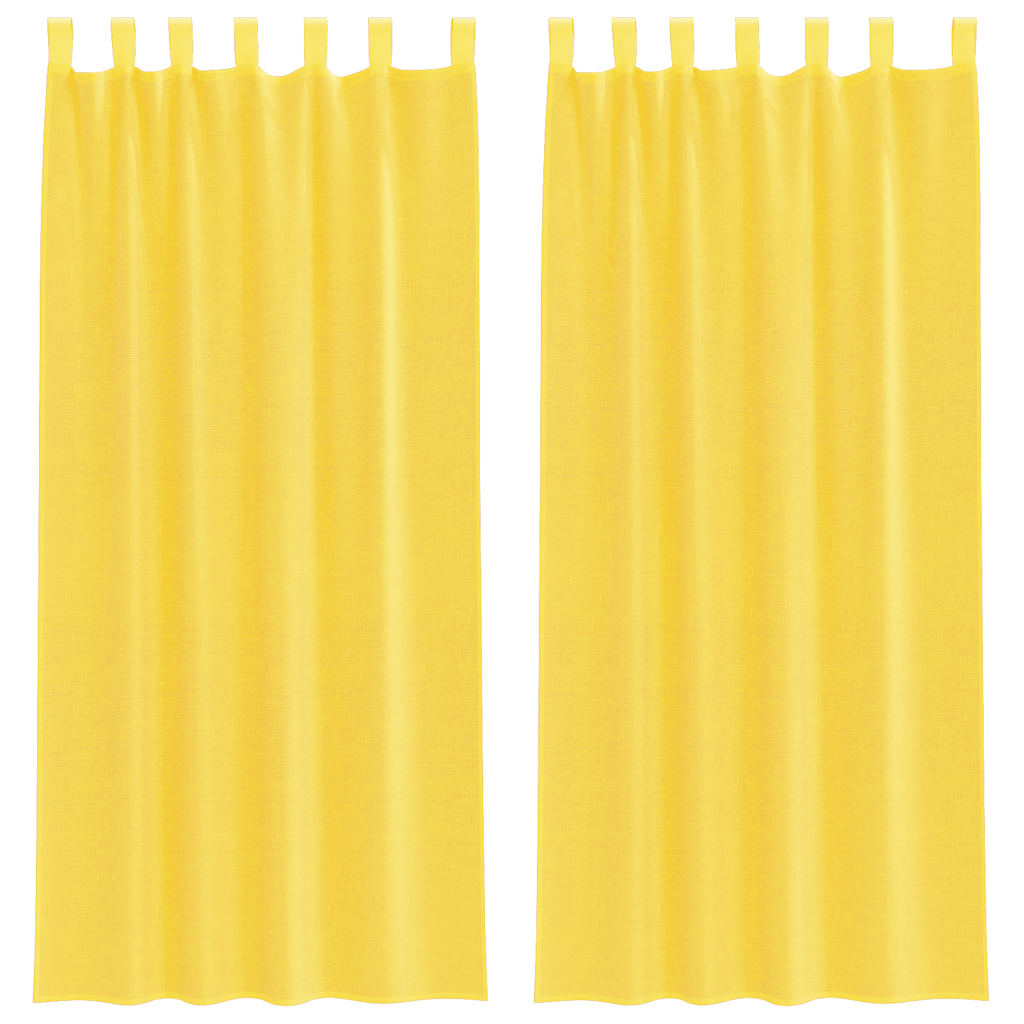 Voile Curtains with Loops 2 pcs Yellow 140x225 cm