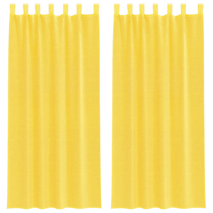 Voile Curtains with Loops 2 pcs Yellow 140x225 cm
