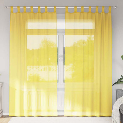 Voile Curtains with Loops 2 pcs Yellow 140x225 cm