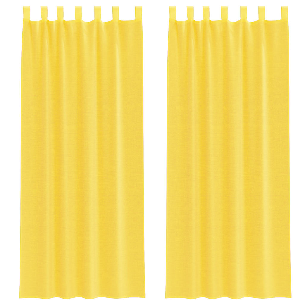 Voile Curtains with Loops 2 pcs Yellow 140x260 cm