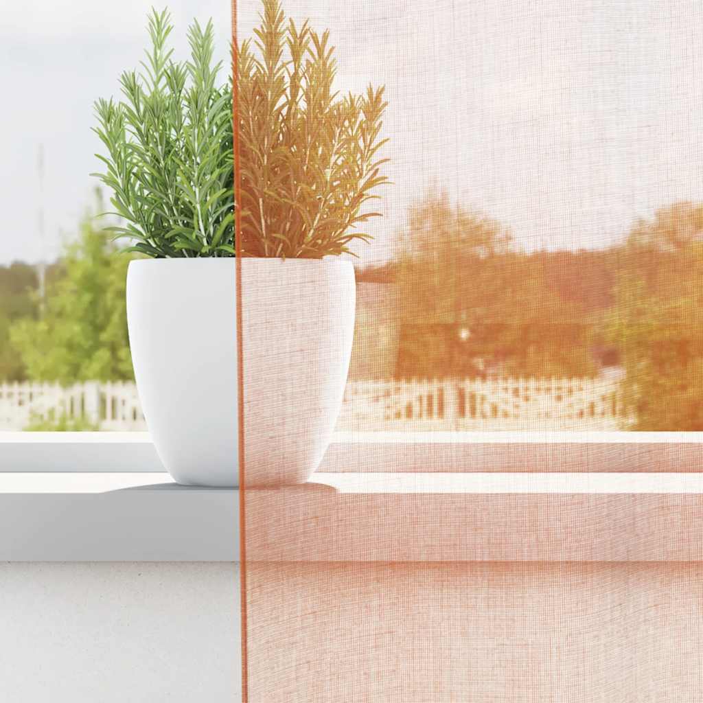Voile Curtains with Loops 2 pcs Terracotta 140x140 cm