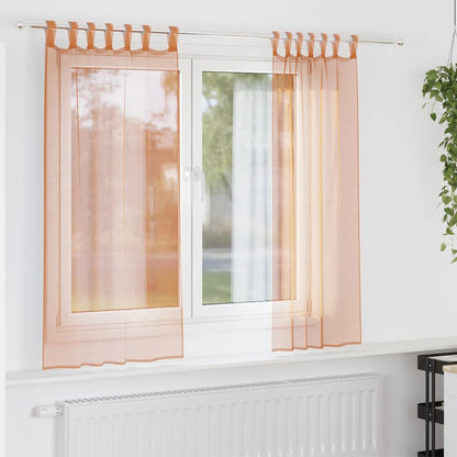 Voile Curtains with Loops 2 pcs Terracotta 140x140 cm
