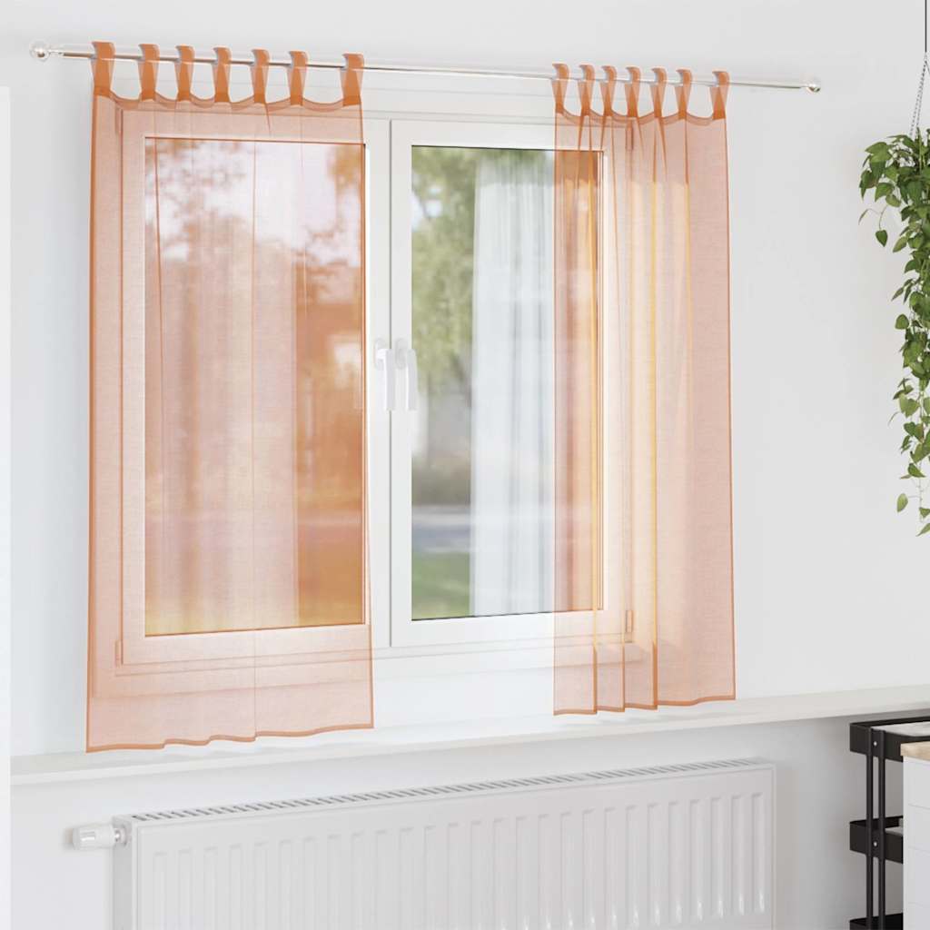 Voile Curtains with Loops 2 pcs Terracotta 140x175 cm