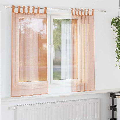 Voile Curtains with Loops 2 pcs Terracotta 140x175 cm