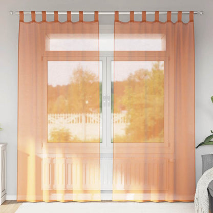 Voile Curtains with Loops 2 pcs Terracotta 140x225 cm