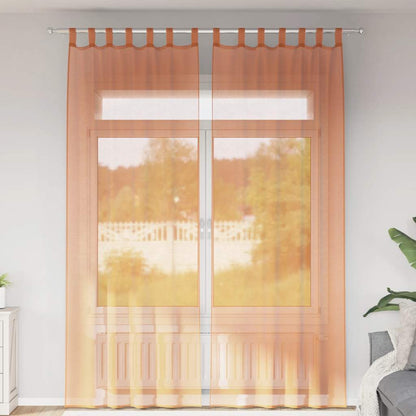 Voile Curtains with Loops 2 pcs Terracotta 140x260 cm