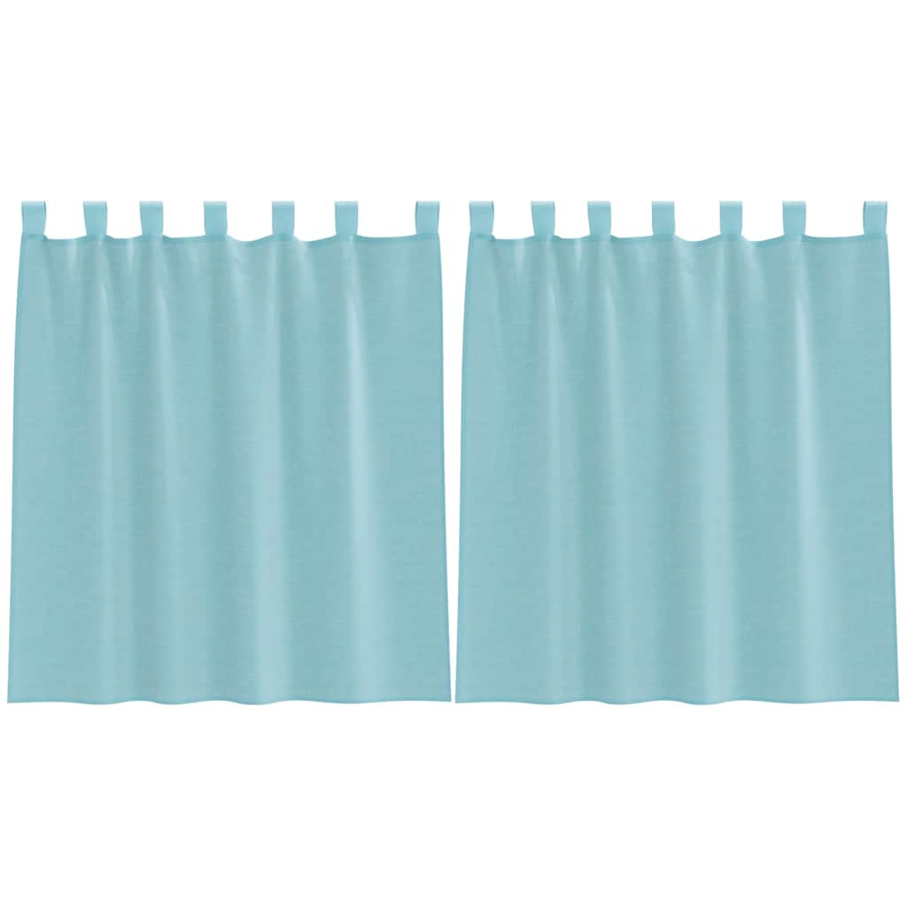 Voile Curtains with Loops 2 pcs Turquoise 140x140 cm