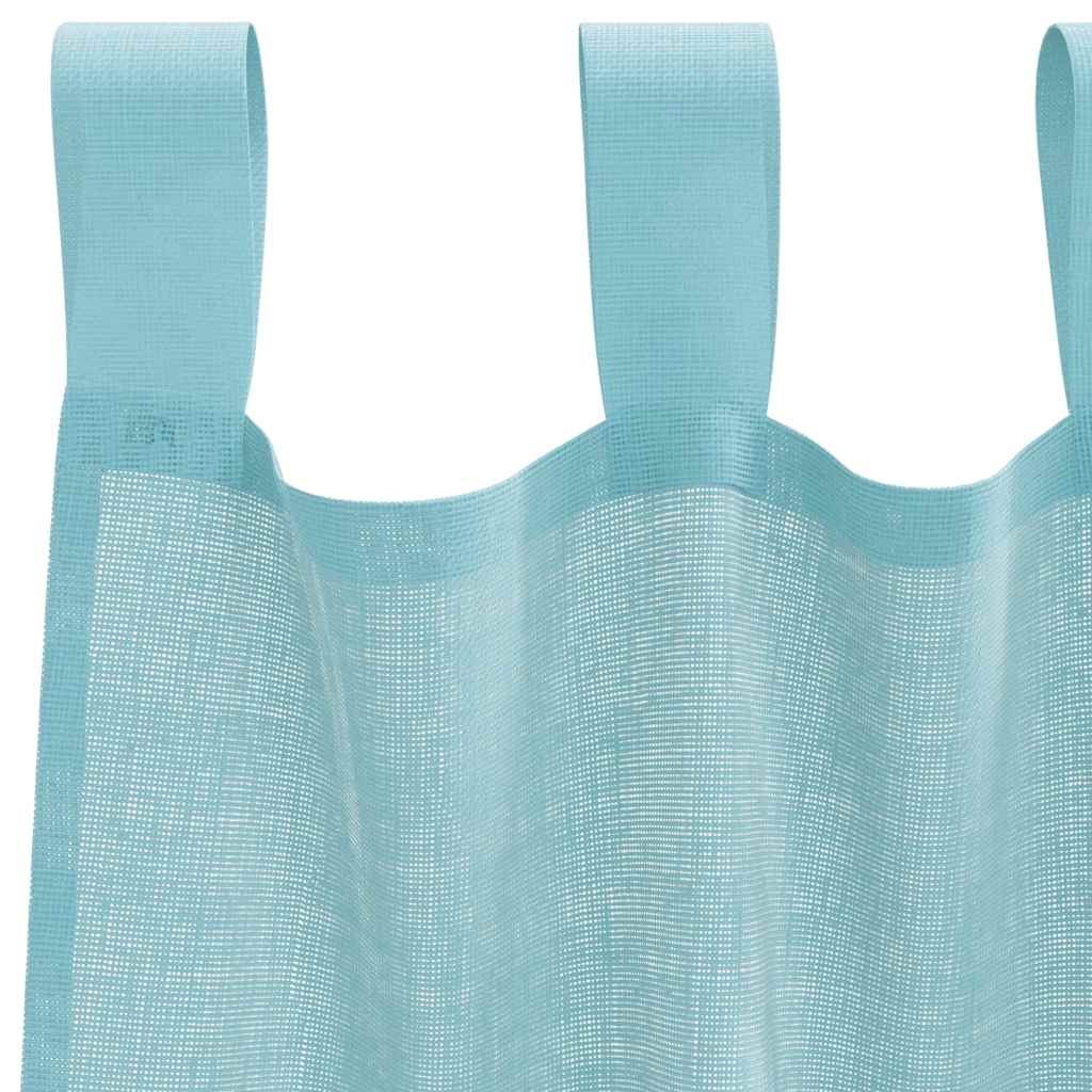 Voile Curtains with Loops 2 pcs Turquoise 140x140 cm