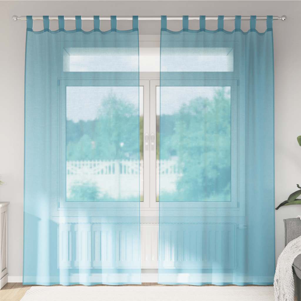 Voile Curtains with Loops 2 pcs Turquoise 140x225 cm
