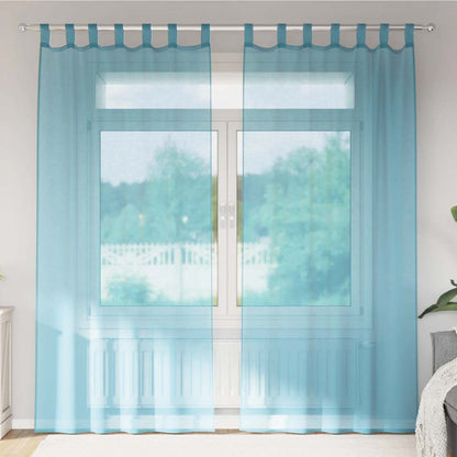 Voile Curtains with Loops 2 pcs Turquoise 140x245 cm