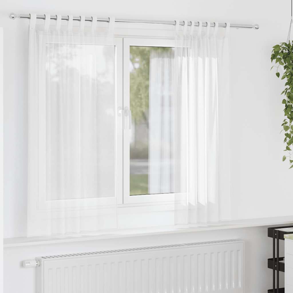 Voile Curtains with Loops 2 pcs White 140x140 cm