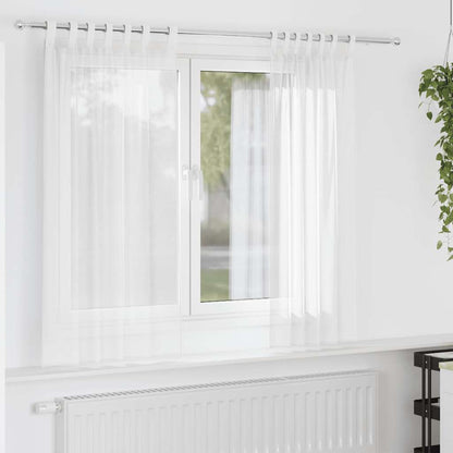 Voile Curtains with Loops 2 pcs White 140x140 cm