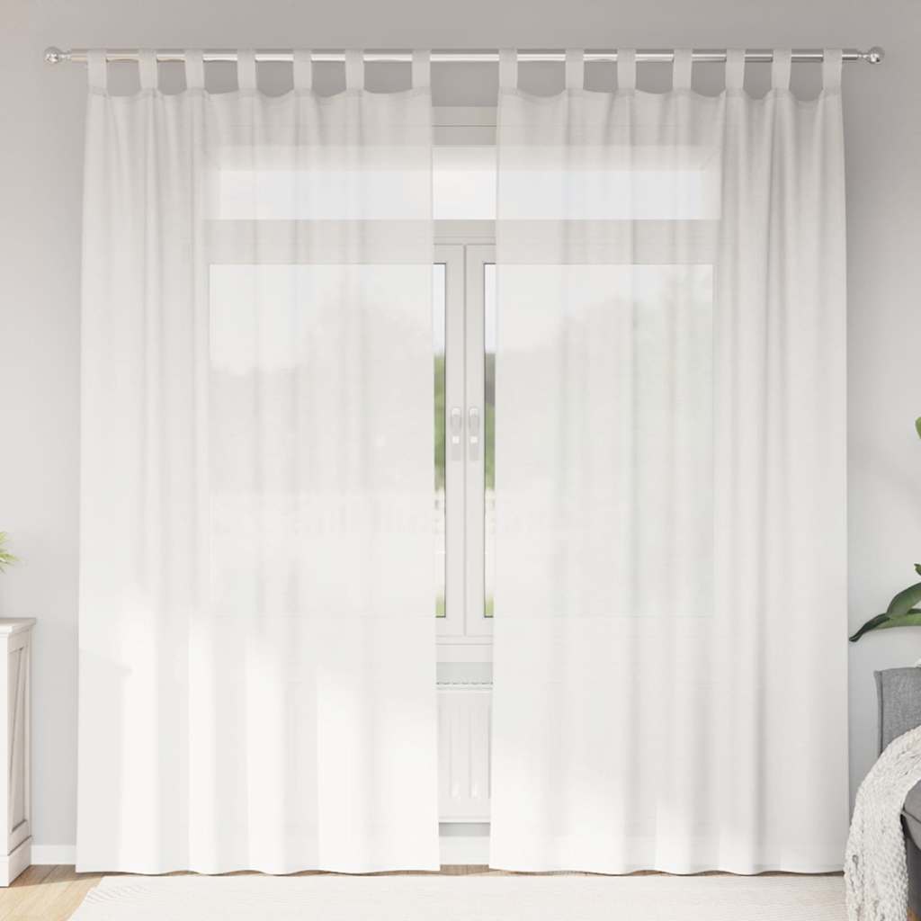 Voile Curtains with Loops 2 pcs White 140x245 cm