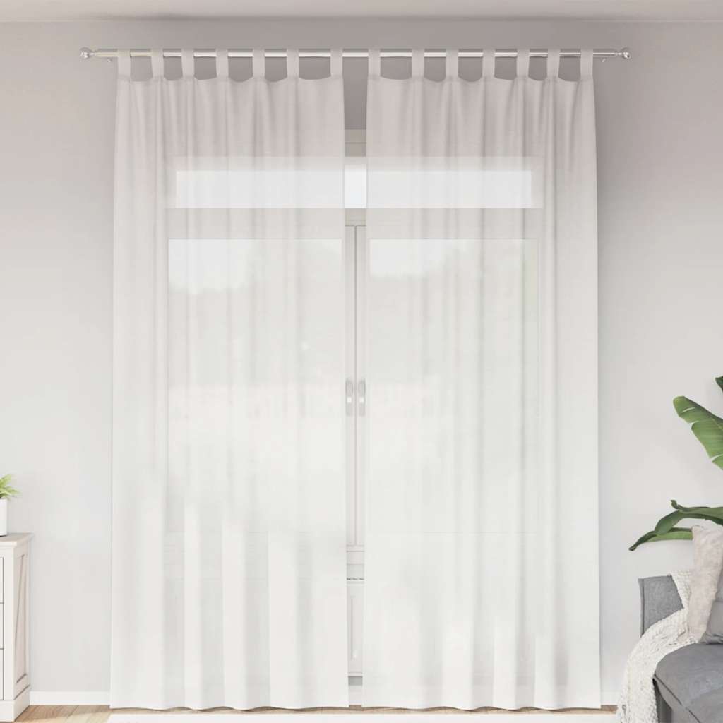 Voile Curtains with Loops 2 pcs White 140x260 cm