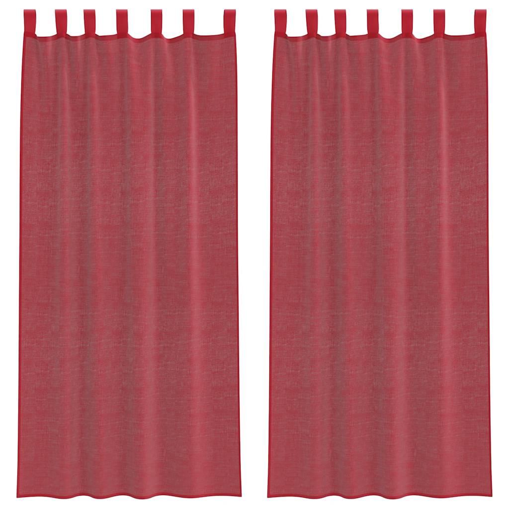 Voile Curtains with Loops 2 pcs Wine Red 140x225 cm