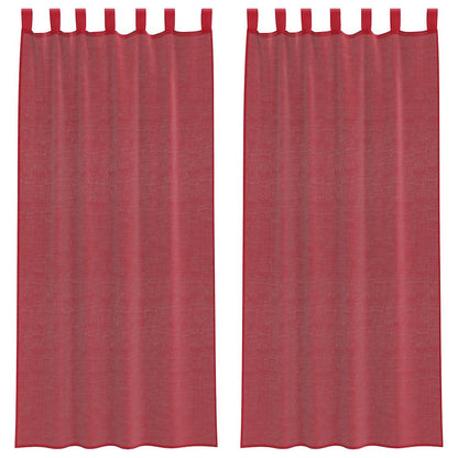 Voile Curtains with Loops 2 pcs Wine Red 140x225 cm