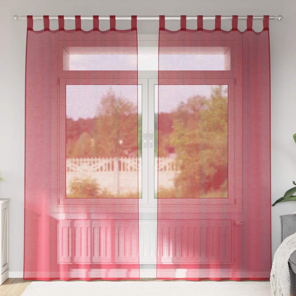 Voile Curtains with Loops 2 pcs Wine Red 140x225 cm