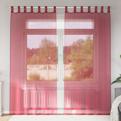 Voile Curtains with Loops 2 pcs Wine Red 140x225 cm