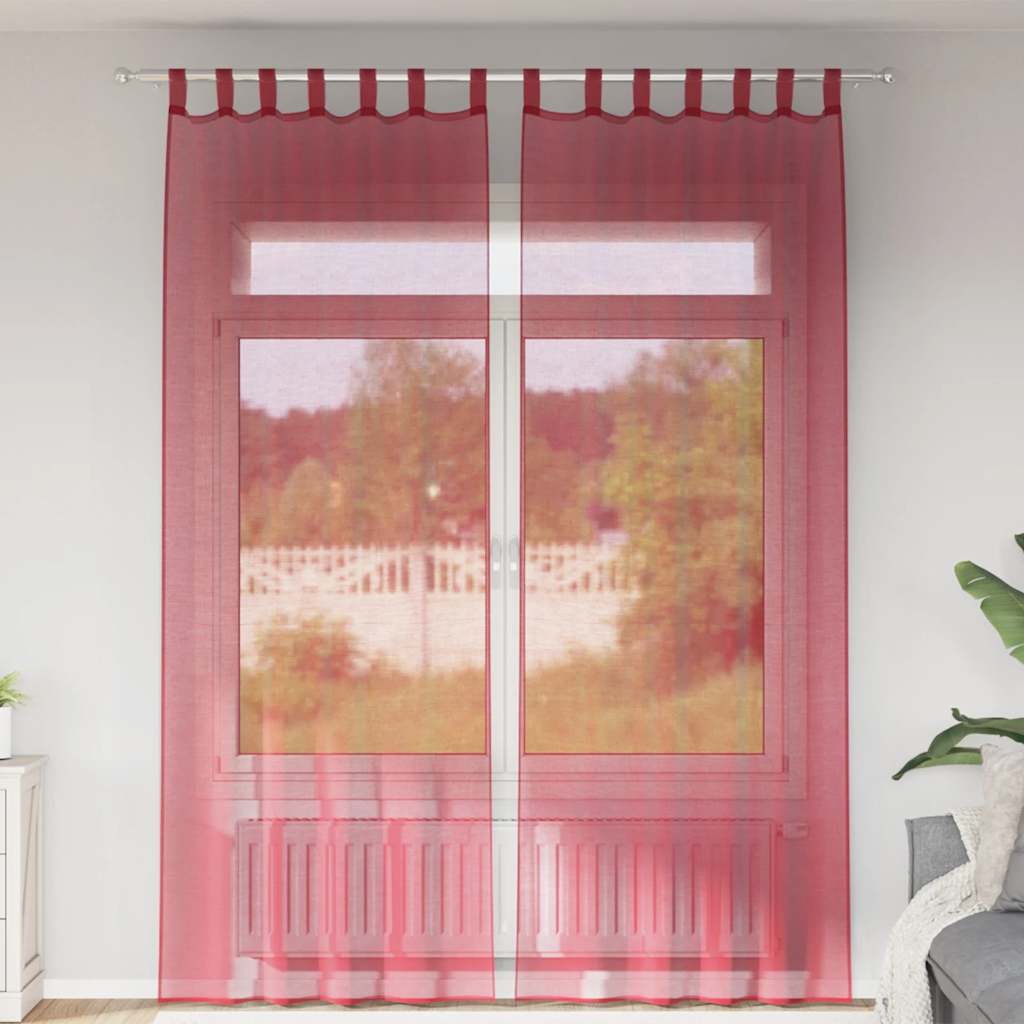 Voile Curtains with Loops 2 pcs Wine Red 140x260 cm