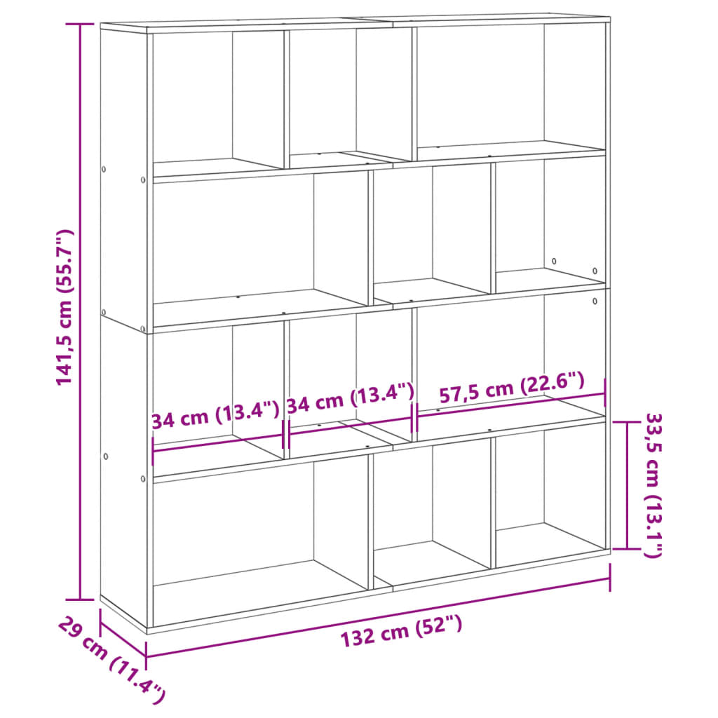 Book Cabinet Sonoma Oak 132x29x141,5 cm Engineered Wood