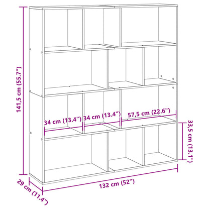 Book Cabinet Smoked Oak 132x29x141,5 cm Engineered Wood
