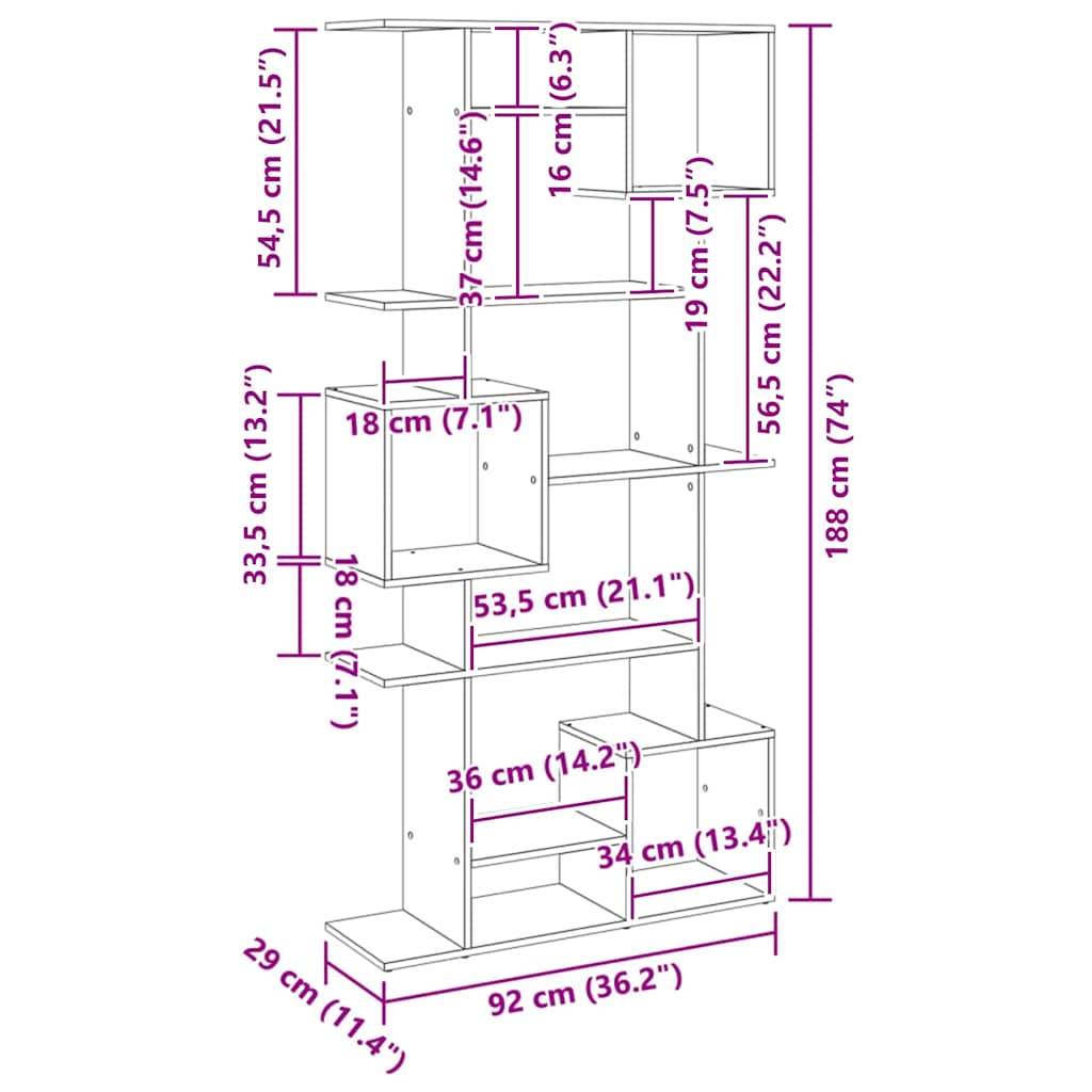 Book Cabinet Artisian Oak 92x29x188 cm Engineered Wood