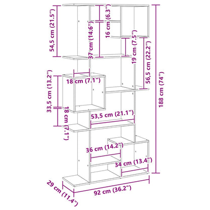 Book Cabinet Artisian Oak 92x29x188 cm Engineered Wood