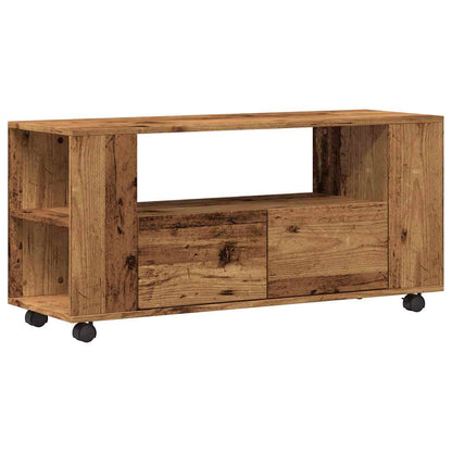 TV Cabinet with Wheels Old Wood 102x34,5x43 cm Engineered Wood