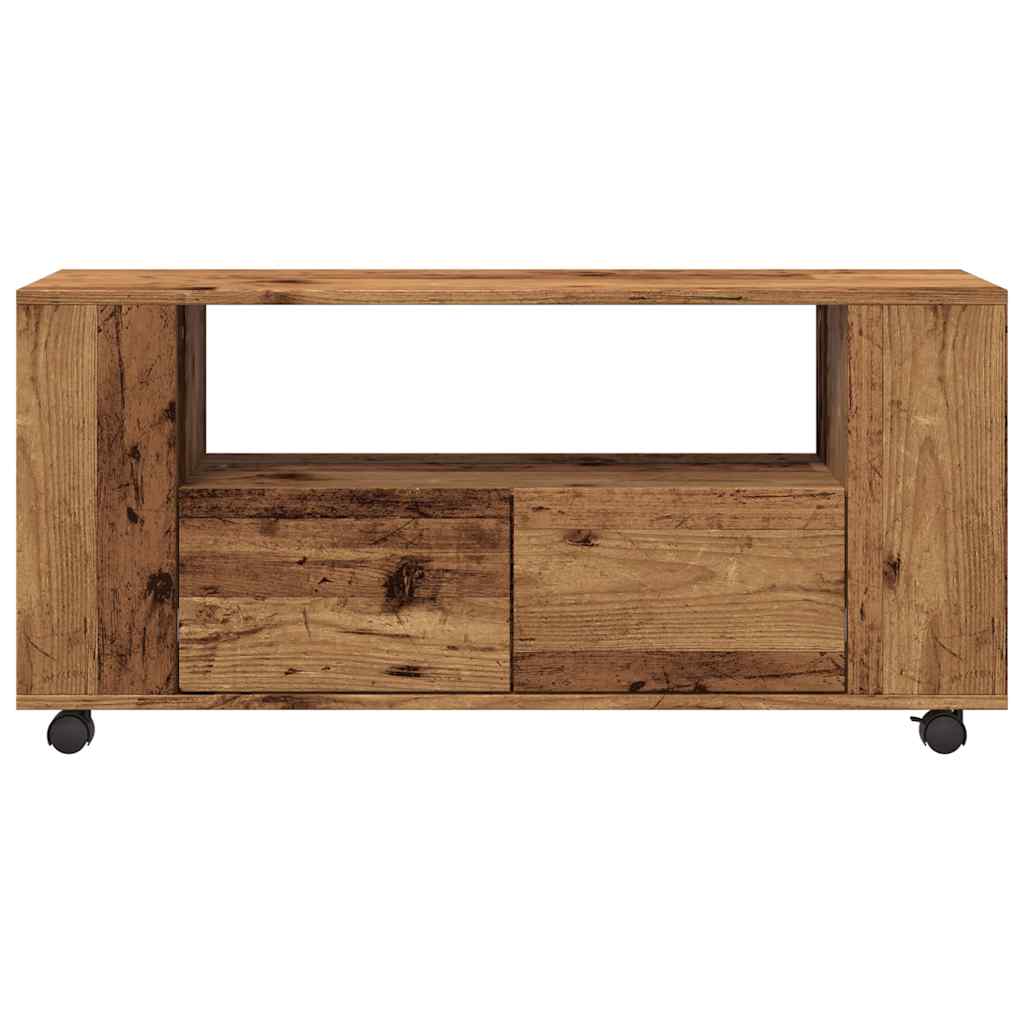 TV Cabinet with Wheels Old Wood 102x34,5x43 cm Engineered Wood