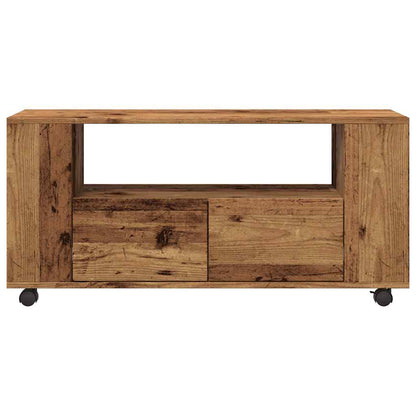 TV Cabinet with Wheels Old Wood 102x34,5x43 cm Engineered Wood