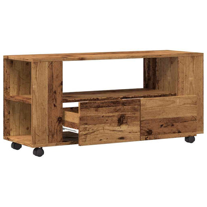 TV Cabinet with Wheels Old Wood 102x34,5x43 cm Engineered Wood