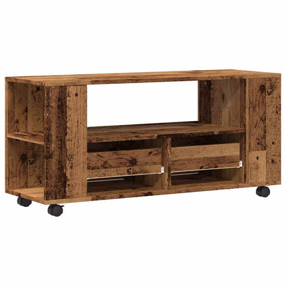TV Cabinet with Wheels Old Wood 102x34,5x43 cm Engineered Wood