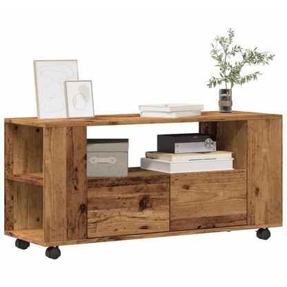 TV Cabinet with Wheels Old Wood 102x34,5x43 cm Engineered Wood