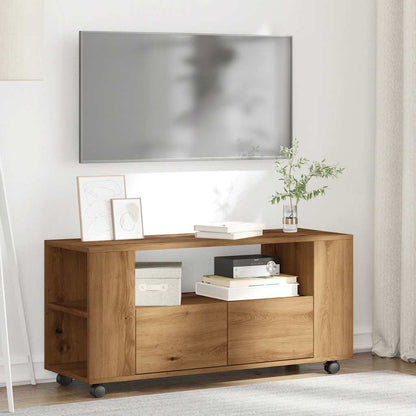 TV Cabinet with Wheels Artisan Oak 102x34,5x43 cm Engineered Wood