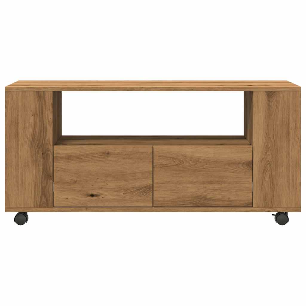 TV Cabinet with Wheels Artisan Oak 102x34,5x43 cm Engineered Wood