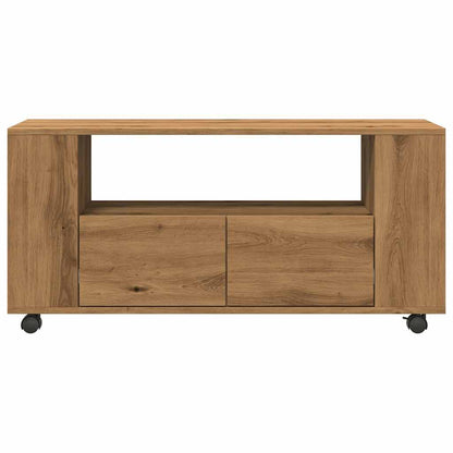 TV Cabinet with Wheels Artisan Oak 102x34,5x43 cm Engineered Wood
