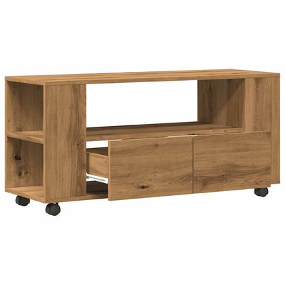 TV Cabinet with Wheels Artisan Oak 102x34,5x43 cm Engineered Wood