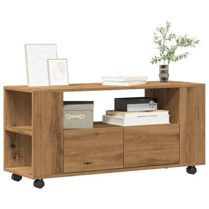 TV Cabinet with Wheels Artisan Oak 102x34,5x43 cm Engineered Wood