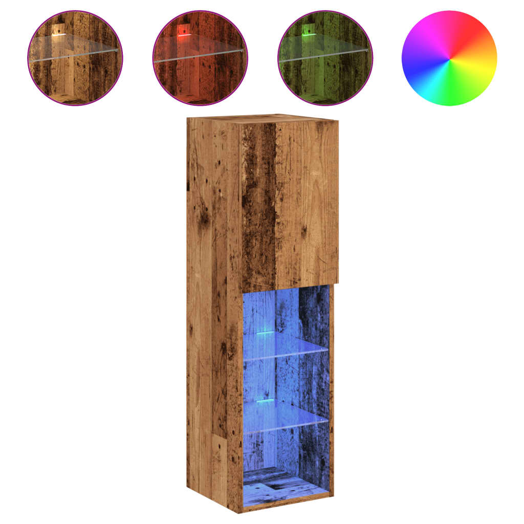 TV Cabinet with LED Lights Old Wood 30,5x30x102 cm